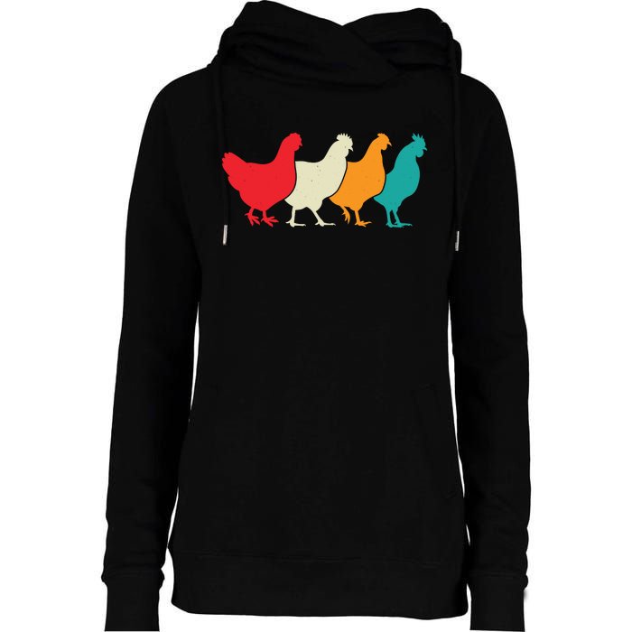 Chicken Lovers Retro Vintage Chicken Womens Funnel Neck Pullover Hood