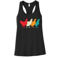 Chicken Lovers Retro Vintage Chicken Women's Racerback Tank