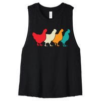 Chicken Lovers Retro Vintage Chicken Women's Racerback Cropped Tank