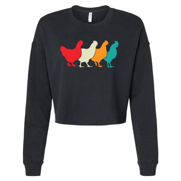 Chicken Lovers Retro Vintage Chicken Cropped Pullover Crew