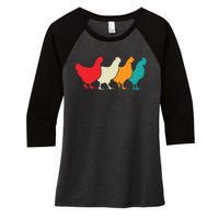 Chicken Lovers Retro Vintage Chicken Women's Tri-Blend 3/4-Sleeve Raglan Shirt