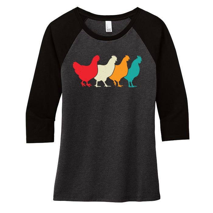 Chicken Lovers Retro Vintage Chicken Women's Tri-Blend 3/4-Sleeve Raglan Shirt