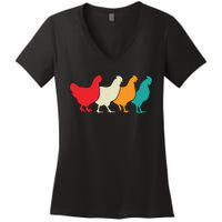 Chicken Lovers Retro Vintage Chicken Women's V-Neck T-Shirt