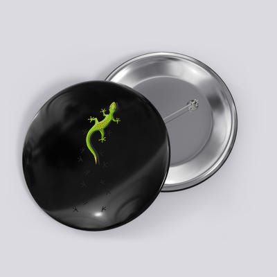 Cute Lizard Reptile With Tracks Climbing Gecko Button