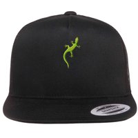 Cute Lizard Reptile With Tracks Climbing Gecko Flat Bill Trucker Hat