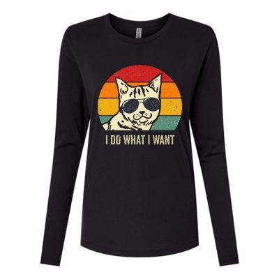 Cat Lovers Retro Vintage I Do What I Want Funny Cat Womens Cotton Relaxed Long Sleeve T-Shirt