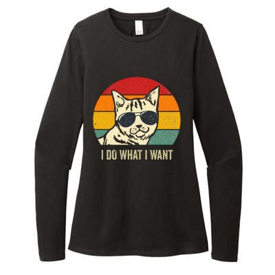 Cat Lovers Retro Vintage I Do What I Want Funny Cat Womens CVC Long Sleeve Shirt