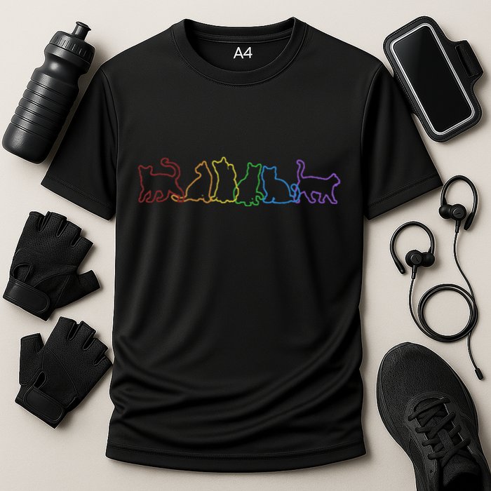 Cat LGBT Rainbow Cat Daddy Cat Mom Cat Lovers Funny Cat Cooling Performance Crew T-Shirt