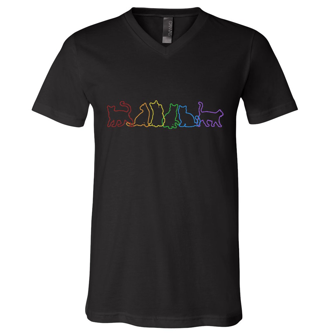 Cat LGBT Rainbow Cat Daddy Cat Mom Cat Lovers Funny Cat V-Neck T-Shirt