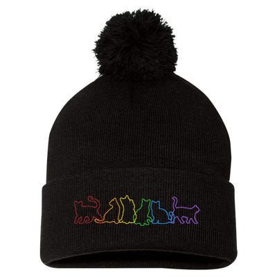 Cat LGBT Rainbow Cat Daddy Cat Mom Cat Lovers Funny Cat Pom Pom 12in Knit Beanie