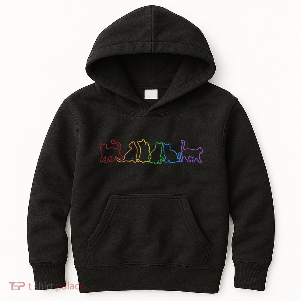 Cat LGBT Rainbow Cat Daddy Cat Mom Cat Lovers Funny Cat Kids Hoodie