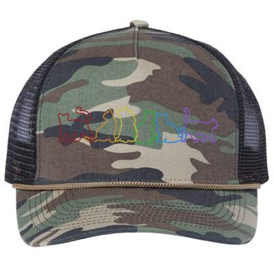 Cat LGBT Rainbow Cat Daddy Cat Mom Cat Lovers Funny Cat Retro Rope Trucker Hat Cap