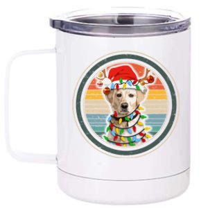 Christmas Labrador Retriever Reindeer Santa Dog Dad Dog Mom Gift 12 oz Stainless Steel Tumbler Cup