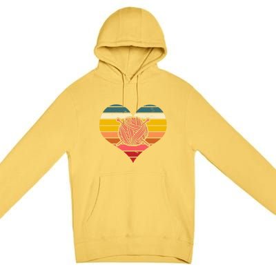 Crochet Lovers Retro Sunset Hook Crocheter Crocheting Gift Premium Pullover Hoodie