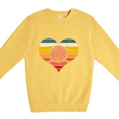 Crochet Lovers Retro Sunset Hook Crocheter Crocheting Gift Premium Crewneck Sweatshirt