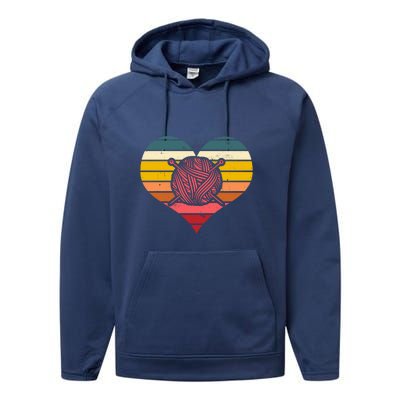 Crochet Lovers Retro Sunset Hook Crocheter Crocheting Gift Performance Fleece Hoodie