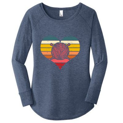 Crochet Lovers Retro Sunset Hook Crocheter Crocheting Gift Women's Perfect Tri Tunic Long Sleeve Shirt