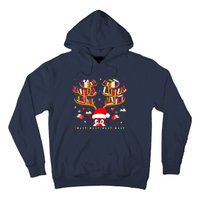 Christmas Library Red Plaid Reindeer Librarian Book Lover Hoodie