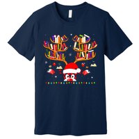 Christmas Library Red Plaid Reindeer Librarian Book Lover Premium T-Shirt