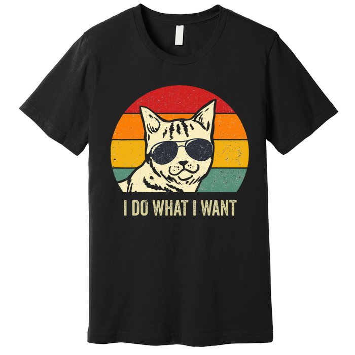 Cat Lovers Retro Vintage I Do What I Want Funny Cat Premium T-Shirt