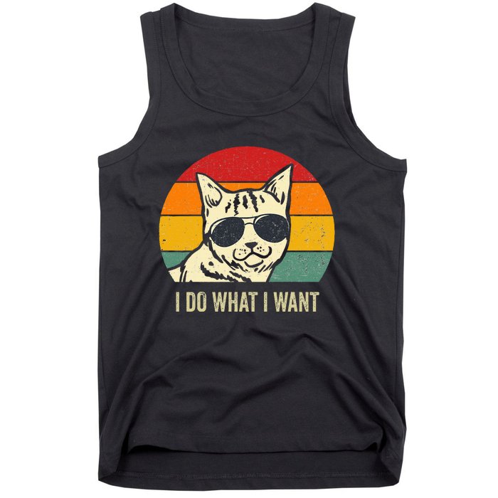 Cat Lovers Retro Vintage I Do What I Want Funny Cat Tank Top