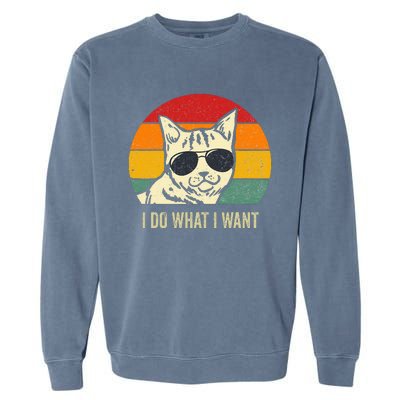 Cat Lovers Retro Vintage I Do What I Want Funny Cat Garment-Dyed Sweatshirt