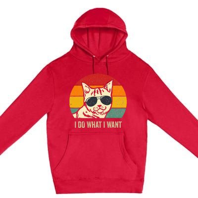 Cat Lovers Retro Vintage I Do What I Want Funny Cat Premium Pullover Hoodie