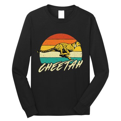Cheetah Lover Retro Vintage Safari Zoo Animal Lover Long Sleeve Shirt