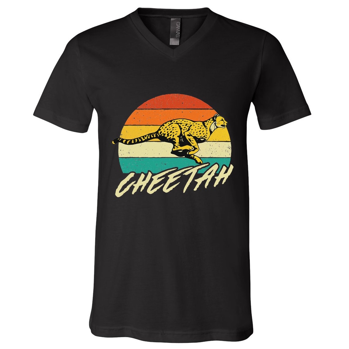 Cheetah Lover Retro Vintage Safari Zoo Animal Lover V-Neck T-Shirt