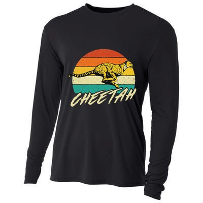 Cheetah Lover Retro Vintage Safari Zoo Animal Lover Cooling Performance Long Sleeve Crew