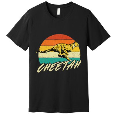 Cheetah Lover Retro Vintage Safari Zoo Animal Lover Premium T-Shirt