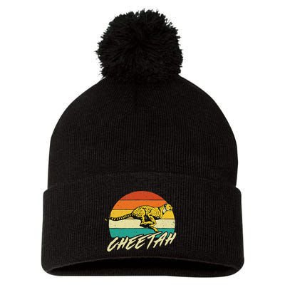 Cheetah Lover Retro Vintage Safari Zoo Animal Lover Pom Pom 12in Knit Beanie