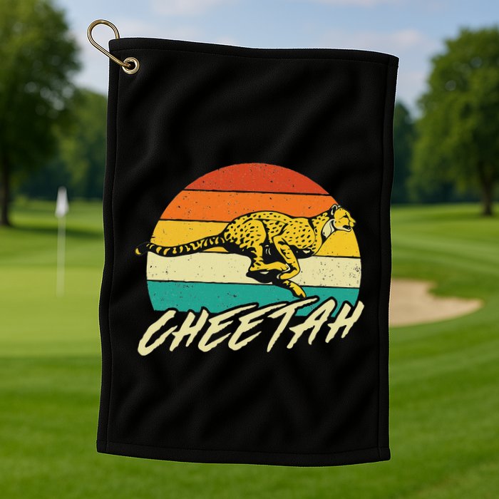Cheetah Lover Retro Vintage Safari Zoo Animal Lover Golf Towel