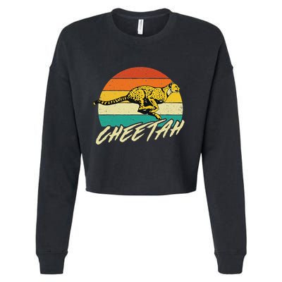 Cheetah Lover Retro Vintage Safari Zoo Animal Lover Cropped Pullover Crew
