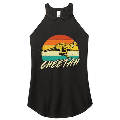 Cheetah Lover Retro Vintage Safari Zoo Animal Lover Women's Perfect Tri Rocker Tank