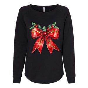 Christmas Lights Red Coquette Bow Xmas Gift Womens California Wash Sweatshirt