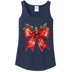 Christmas Lights Red Coquette Bow Xmas Gift Ladies Essential Tank