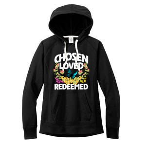 Chosen Loved Redeemed Butterfly Flower Religious Christian Women's Fleece Hoodie