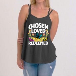 Chosen Loved Redeemed Butterfly Flower Religious Christian Women's Strappy Tank