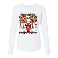 Christmas Librarian Reindeer Matching Family Book Lover Xmas Womens Cotton Relaxed Long Sleeve T-Shirt