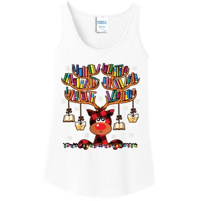 Christmas Librarian Reindeer Matching Family Book Lover Xmas Ladies Essential Tank