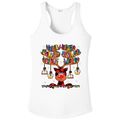 Christmas Librarian Reindeer Matching Family Book Lover Xmas Ladies PosiCharge Competitor Racerback Tank