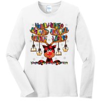 Christmas Librarian Reindeer Matching Family Book Lover Xmas Ladies Long Sleeve Shirt