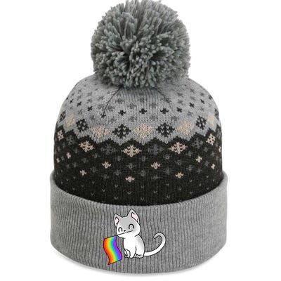 Cat Lgbt Rainbow Flag Pride Month The Baniff Cuffed Pom Beanie