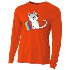 Cat Lgbt Rainbow Flag Pride Month Cooling Performance Long Sleeve Crew