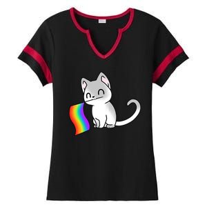 Cat Lgbt Rainbow Flag Pride Month Ladies Halftime Notch Neck Tee