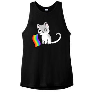 Cat Lgbt Rainbow Flag Pride Month Ladies PosiCharge Tri-Blend Wicking Tank