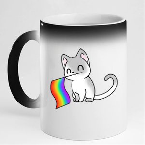 Cat Lgbt Rainbow Flag Pride Month 11oz Black Color Changing Mug