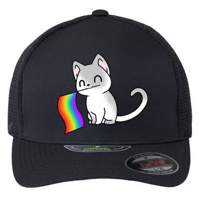 Cat Lgbt Rainbow Flag Pride Month Flexfit Unipanel Trucker Cap