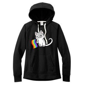 Cat Lgbt Rainbow Flag Pride Month Women's Fleece Hoodie